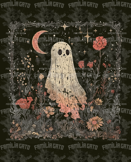 Floral Ghost Fall DTF Transfer