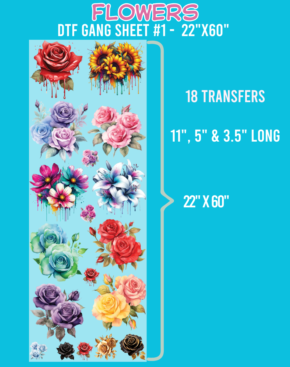 Flowers DTF Gang Sheet #1 - 22"x60"