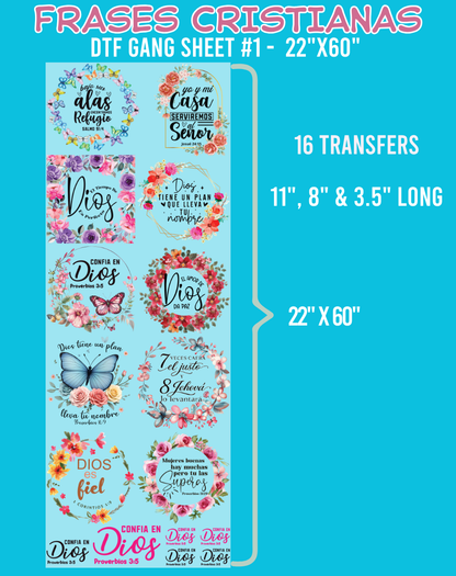Frases Cristianas DTF Gang Sheet #1 - 22"x60"