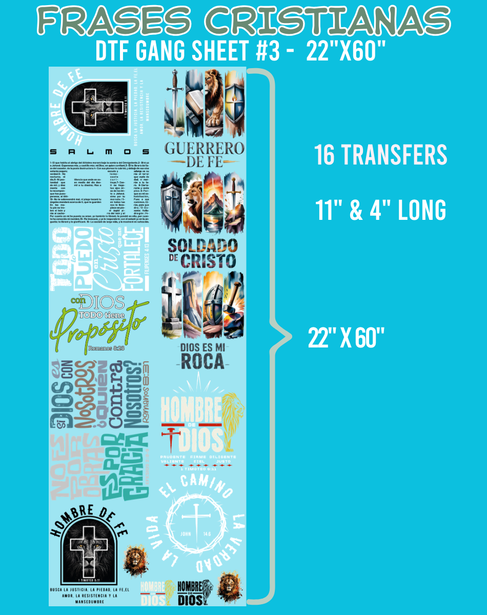 Frases Cristianas DTF Gang Sheets - 22"x60"