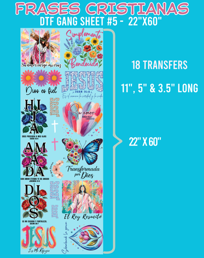 Frases Cristianas DTF Gang Sheets - 22"x60"