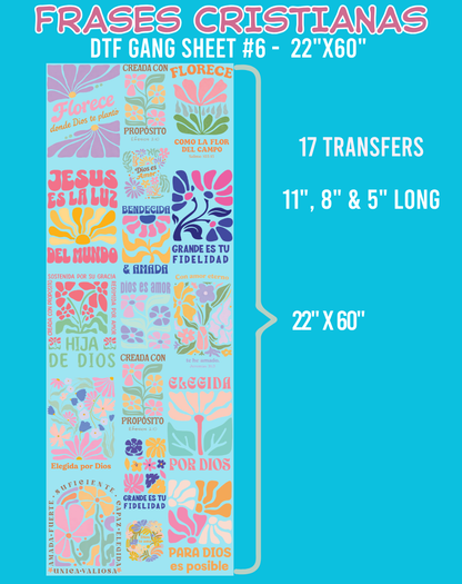 Frases Cristianas DTF Gang Sheets - 22"x60"