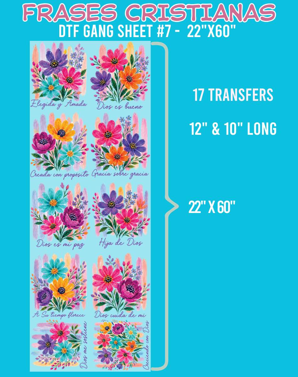 Frases Cristianas DTF Gang Sheets - 22"x60"