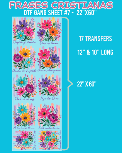 Frases Cristianas DTF Gang Sheets - 22"x60"