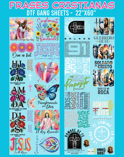 Frases Cristianas DTF Gang Sheets - 22"x60"