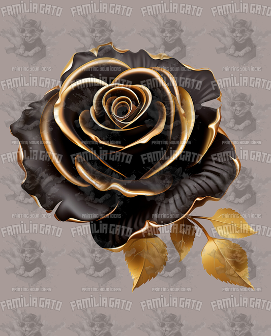 Gold And Black Rose DTF Transfer