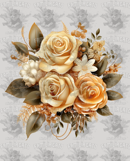 Golden Rose Bouquet DTF Transfer