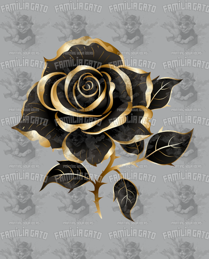 Golden Rose with Black Center DTF Transfer