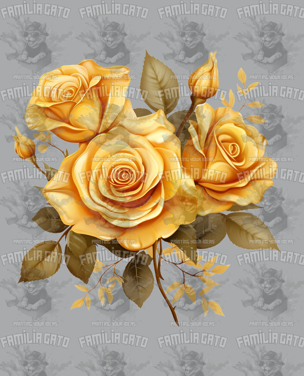 Golden Roses DTF Transfer