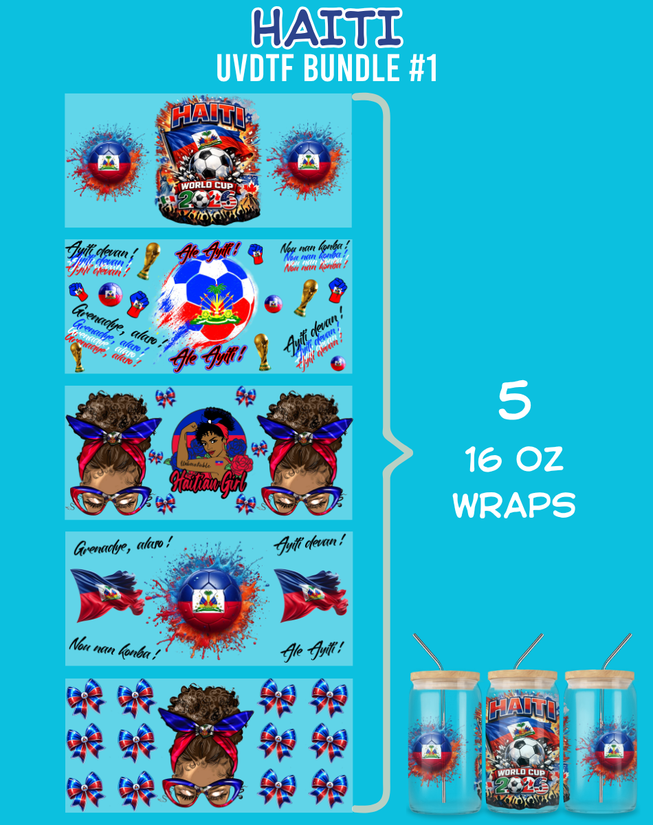 Haiti UVDTF Bundles - 16 Oz Libbey Glass Can Wrap