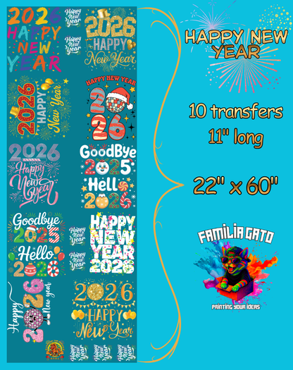 Happy New Year 2026 DTF Gang Sheet #1 - 22"x60"