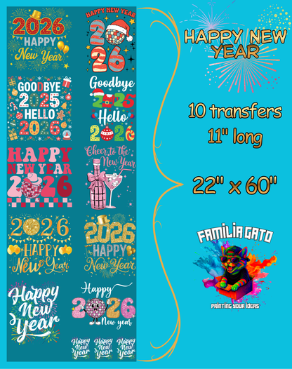Happy New Year 2026 DTF Gang Sheet #2 - 22"x60"