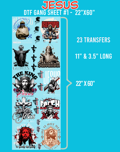 Jesus DTF Gang Sheet #1 - 22"x60"