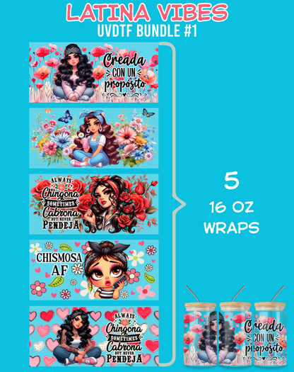 Latina Vibes UVDTF Bundles - 16 Oz Libbey Glass Can Wrap
