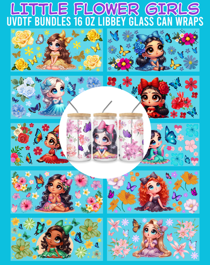 Little Flower Girls UVDTF Bundles - 16 Oz Libbey Glass Can Wrap
