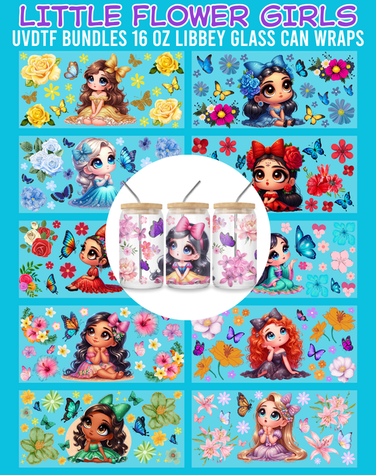 Little Flower Girls UVDTF Bundles - 16 Oz Libbey Glass Can Wrap