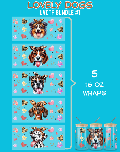 Lovely Dogs UVDTF Bundles - 16 Oz Libbey Glass Can Wrap