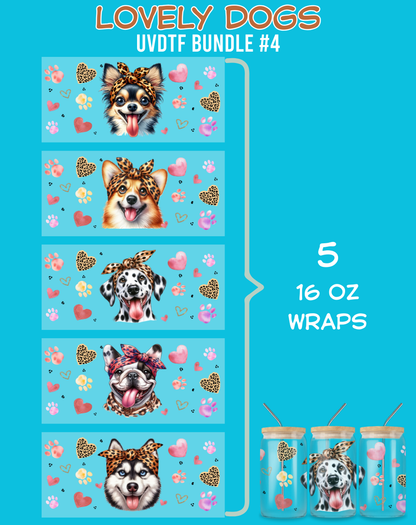 Lovely Dogs UVDTF Bundles - 16 Oz Libbey Glass Can Wrap