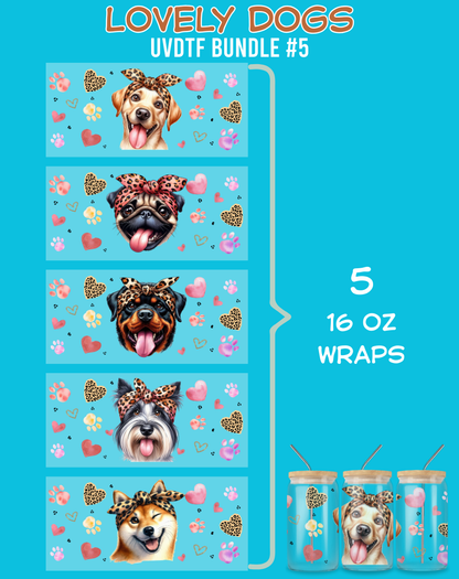 Lovely Dogs UVDTF Bundles - 16 Oz Libbey Glass Can Wrap
