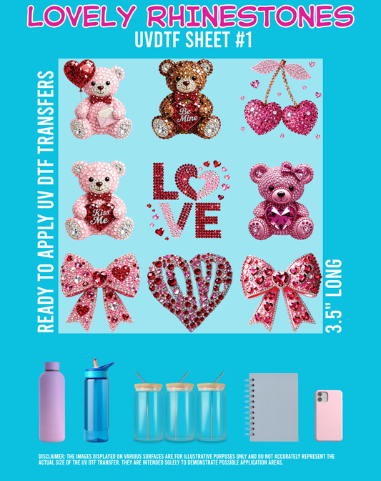Lovely Rhinestones UVDTF Sheet