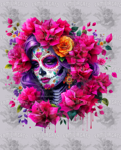 Magenta Floral Catrina DTF Transfer