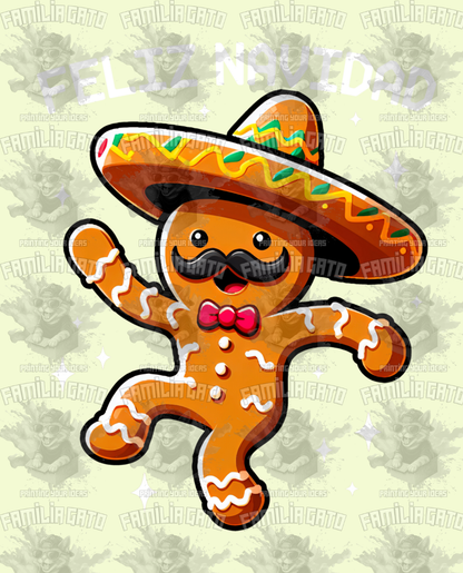 Merch Feliz Navidad Mexican Gingerbread DTF Transfer