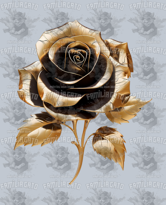 Metallic Gold Rose DTF Transfer