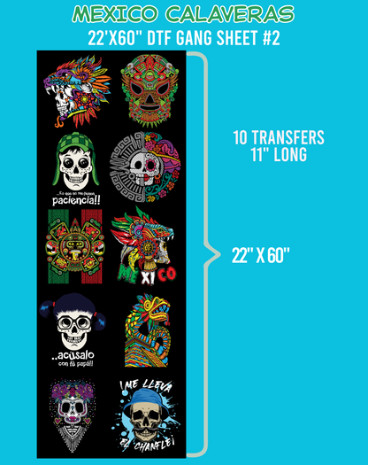 Mexico Calaveras DTF Gang Sheet #2 - 22"x60"