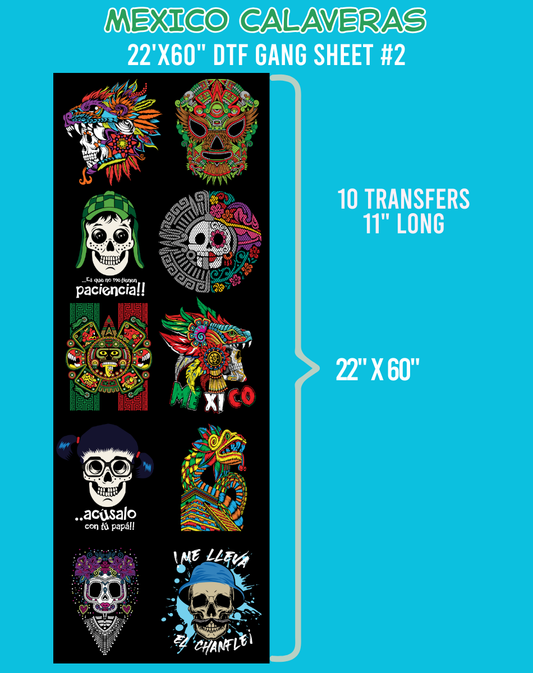 Mexico Calaveras DTF Gang Sheet #2 - 22"x60"