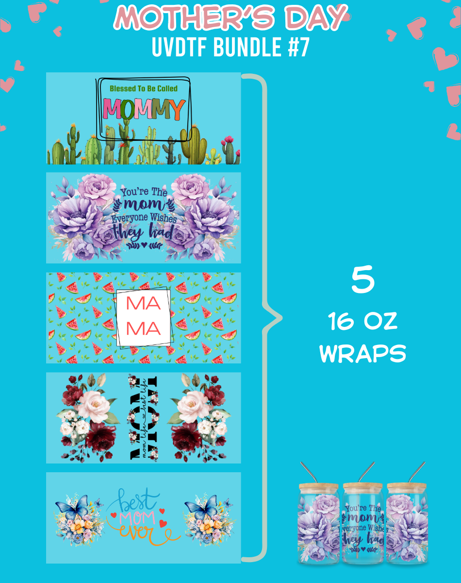 Mother's Day UVDTF Bundles - 16 Oz Libbey Glass Can Wrap