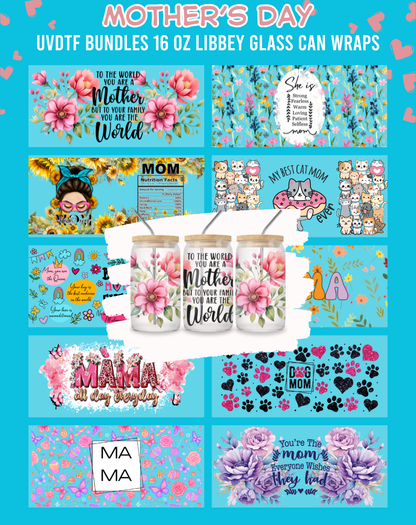 Mother's Day UVDTF Bundles - 16 Oz Libbey Glass Can Wrap
