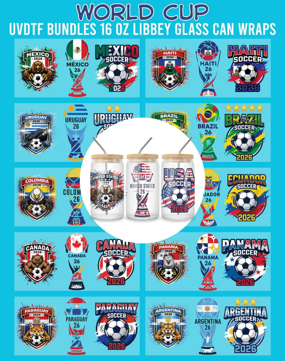 World Cup UVDTF Bundles - 16 Oz Libbey Glass Can Wraps