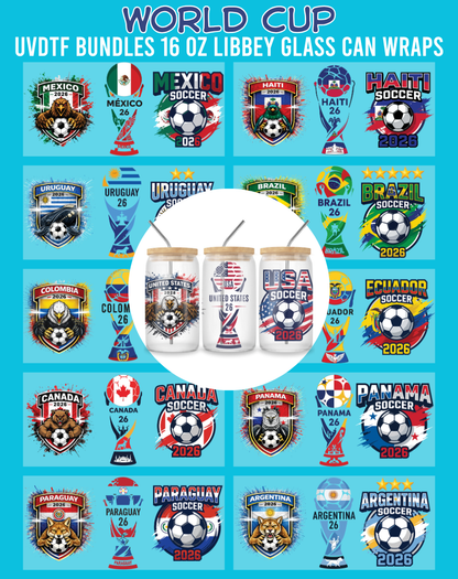 World Cup UVDTF Bundles - 16 Oz Libbey Glass Can Wraps