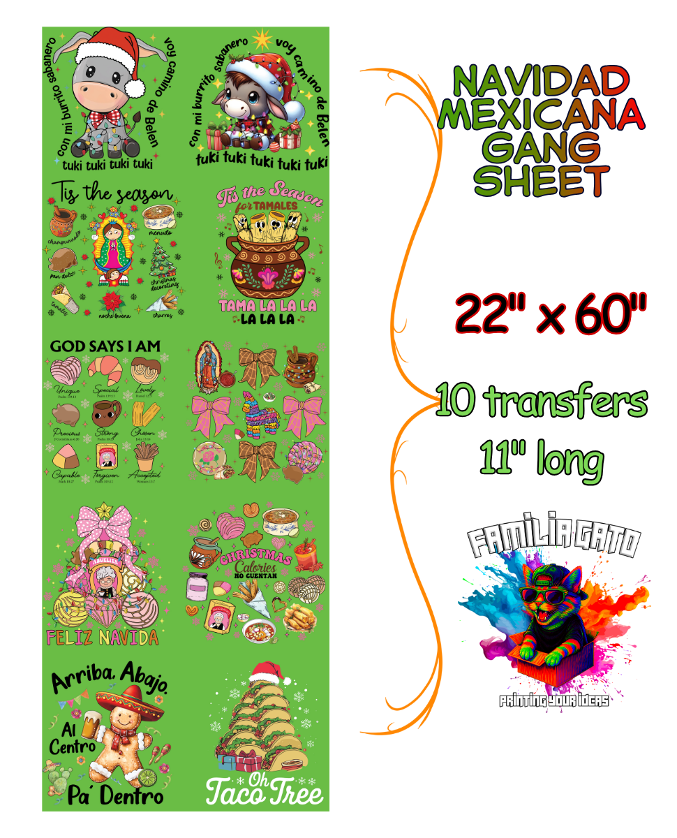 Navidad Mexicana DTF Gang Sheet #1 - 22"x60"