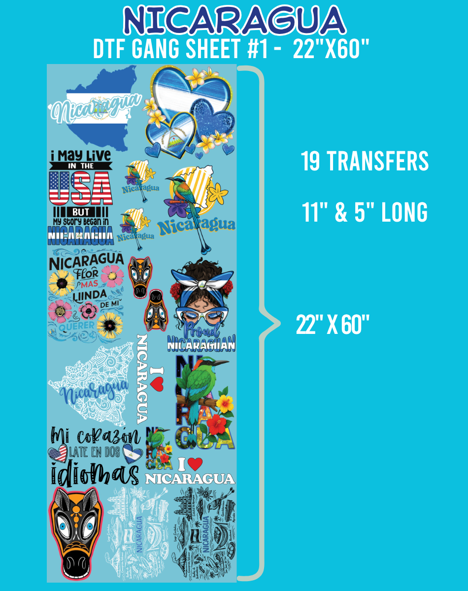 Nicaragua DTF Gang Sheet #1 - 22"x60"
