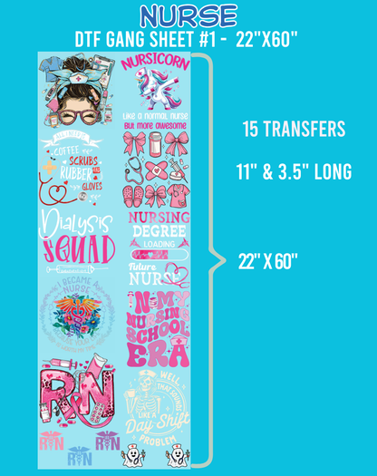 Nurse DTF Gang Sheet - 22"x60"
