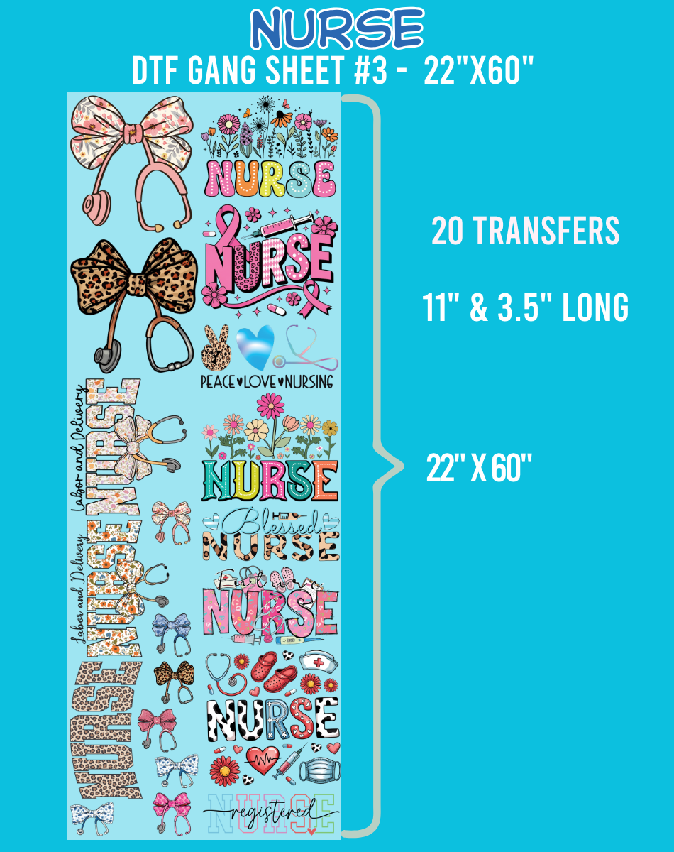 Nurse DTF Gang Sheet - 22"x60"
