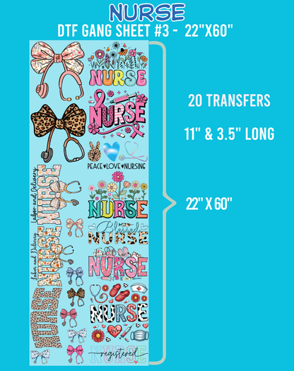 Nurse DTF Gang Sheet - 22"x60"