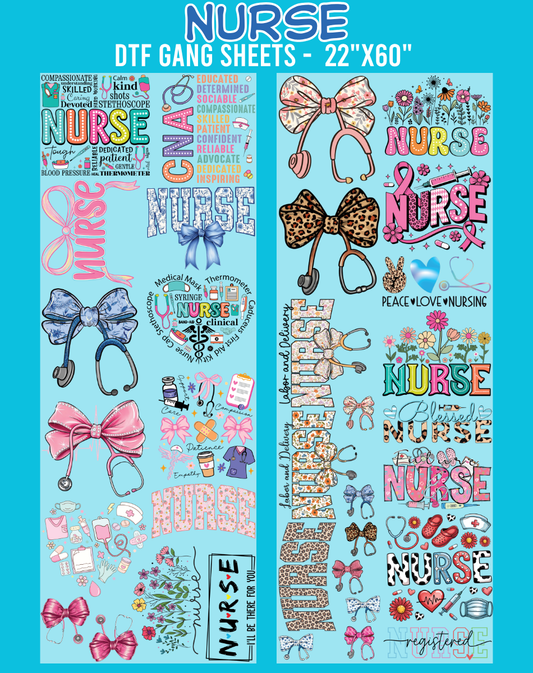 Nurse DTF Gang Sheet - 22"x60"