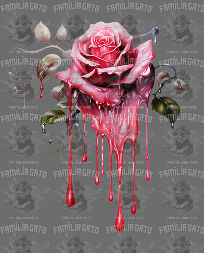 Pink Dripping Rose DTF Transfer