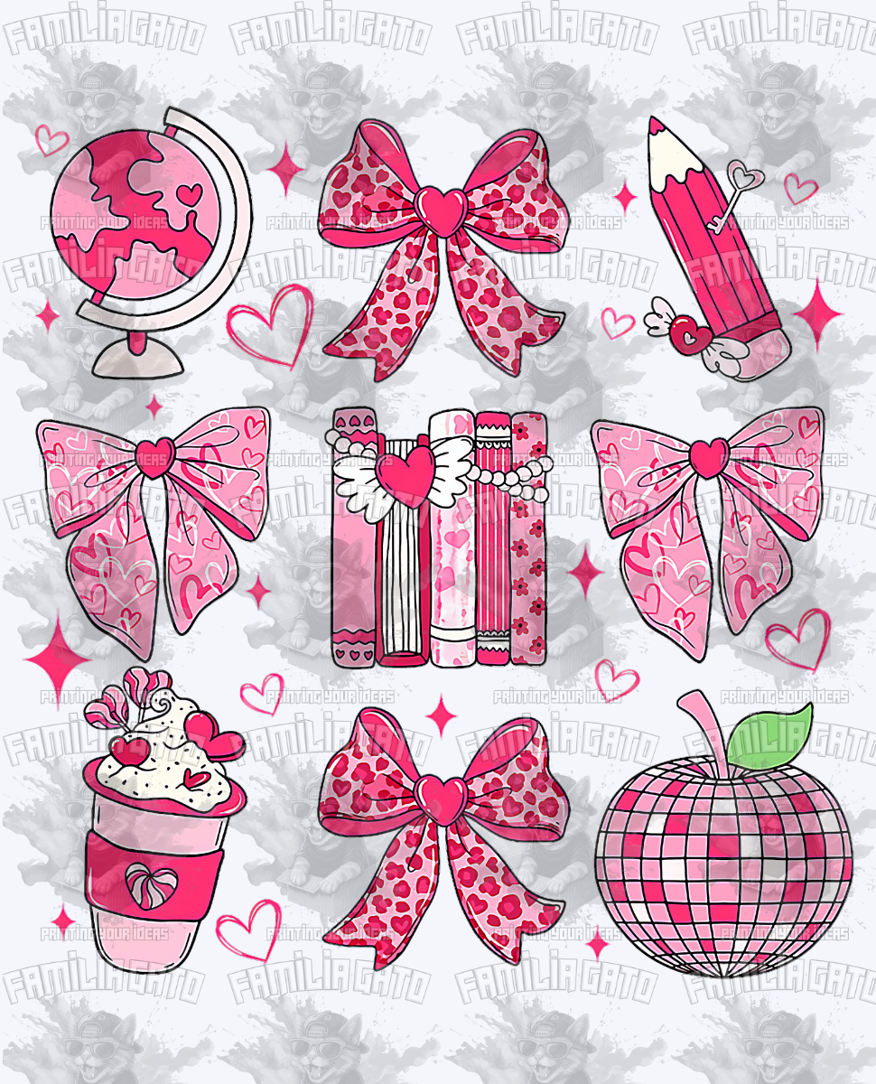 Pink School Icons #1 DTF Transfer