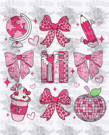 Pink School Icons #1 DTF Transfer