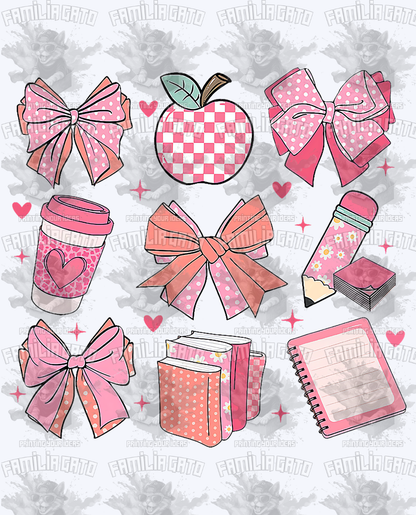 Pink School Icons #2 DTF Transfer