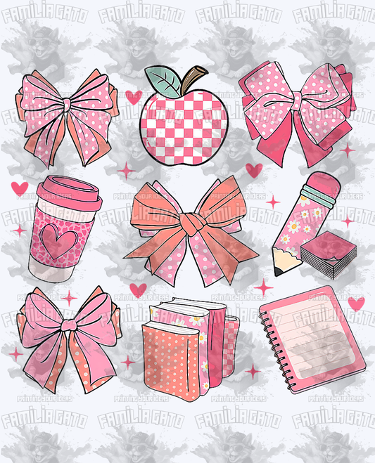 Pink School Icons #2 DTF Transfer