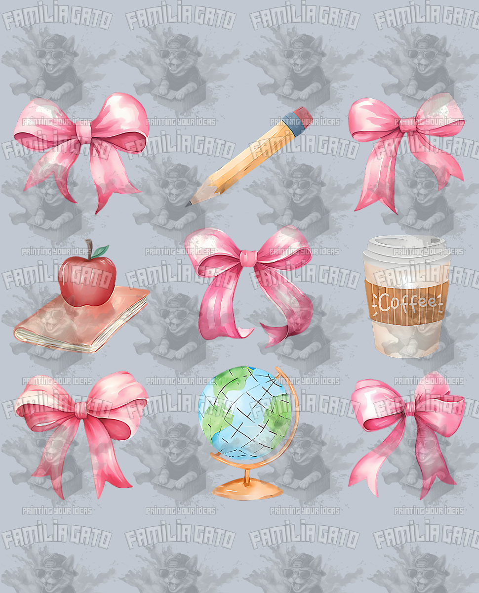 Pink School Icons #3 DTF Transfer