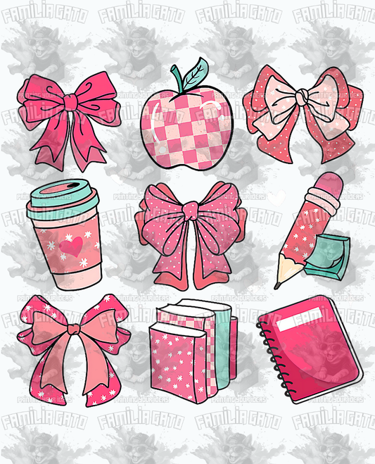 Pink School Icons #4 DTF Transfer