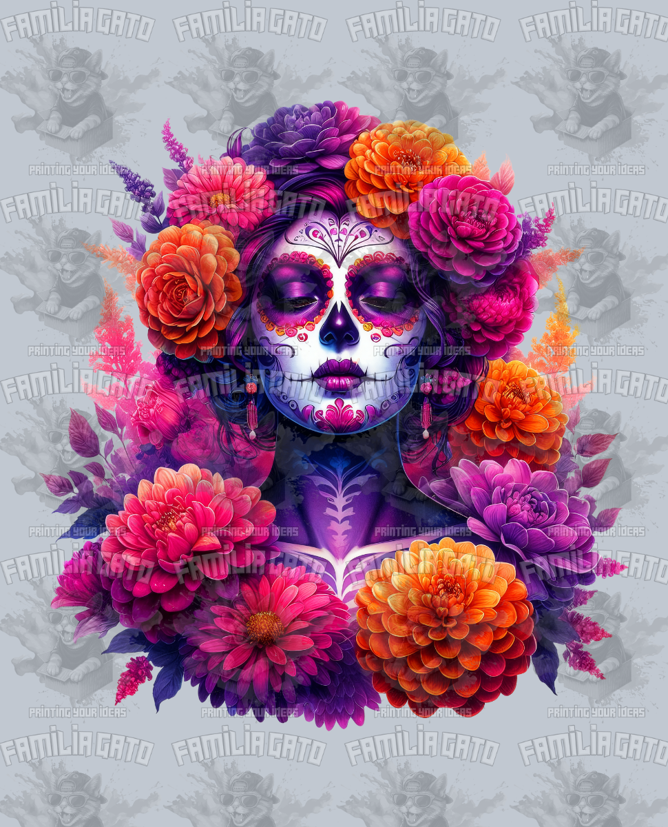 Purple-Toned Catrina DTF Transfer