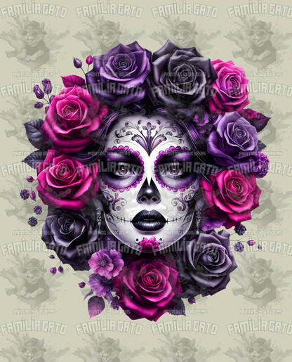 Purple and Pink Rose Catrina DTF Transfer