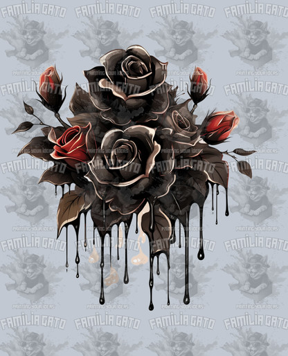 Red And Black Roses DTF Transfer
