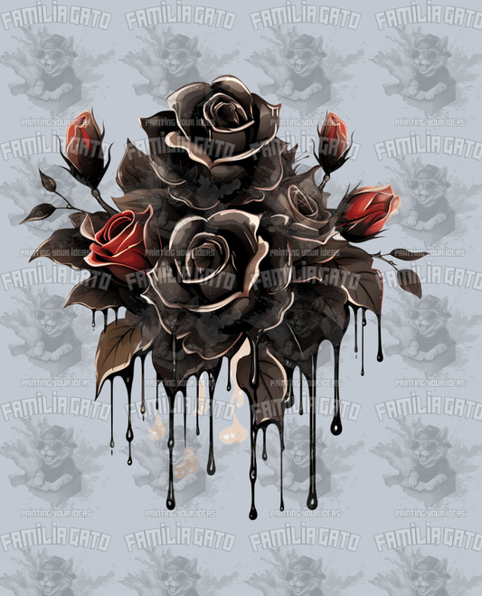 Red And Black Roses DTF Transfer